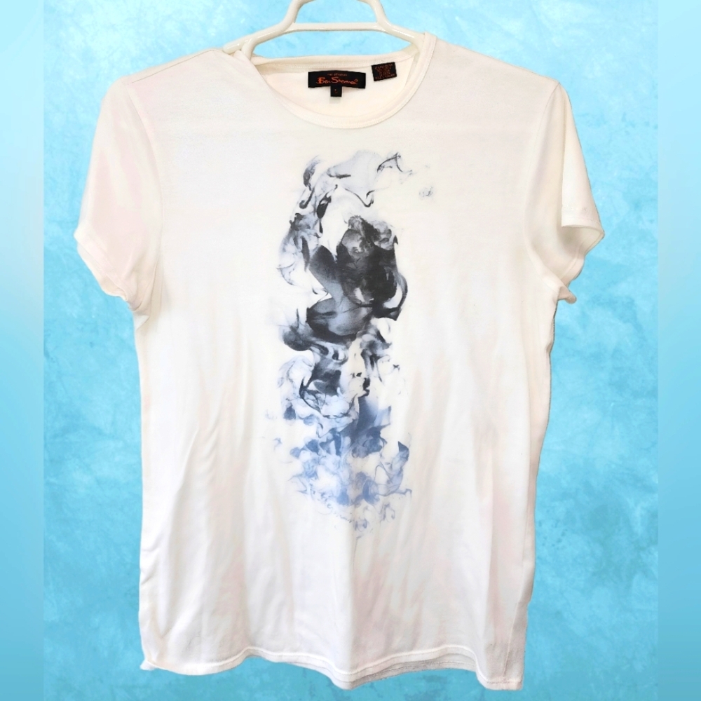 Ben Sherman Classic White T-Shirt Women In Smoke Design Size Large